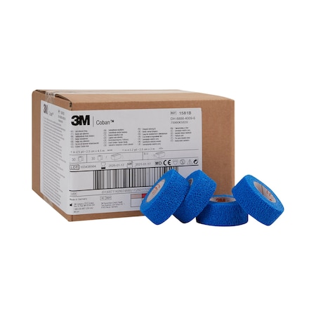 3M Coban Self-Adherent Cohesive Bandage Blue NonSterile, PK 30 1581B